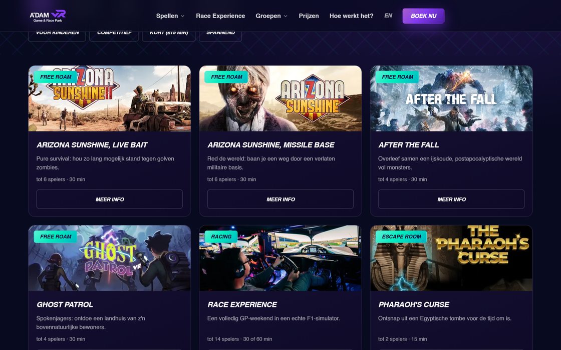 The games overview on adam-vr.com