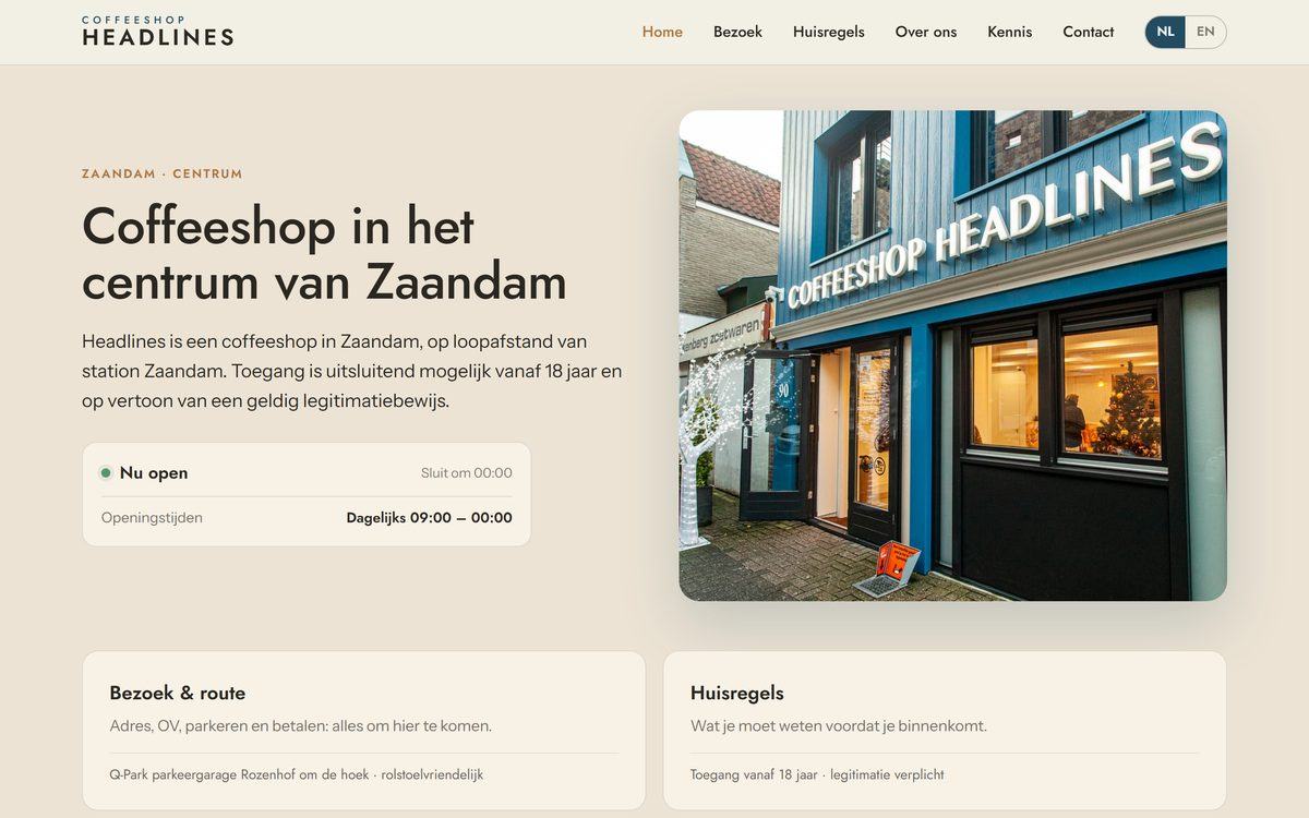 Coffeeshop Headlines' homepage