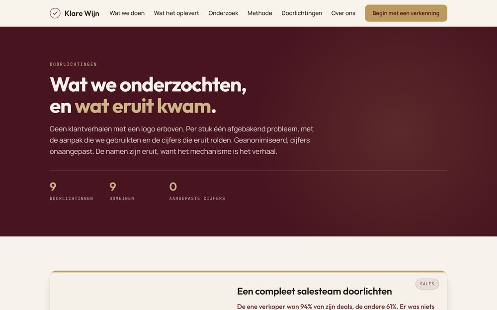 tryklarewijn.com/doorlichtingen · screen capture