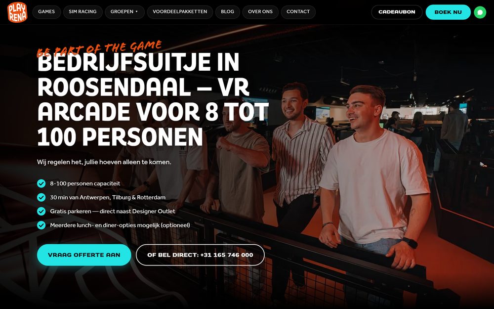 playrena.nl/bedrijfsuitje · screen capture